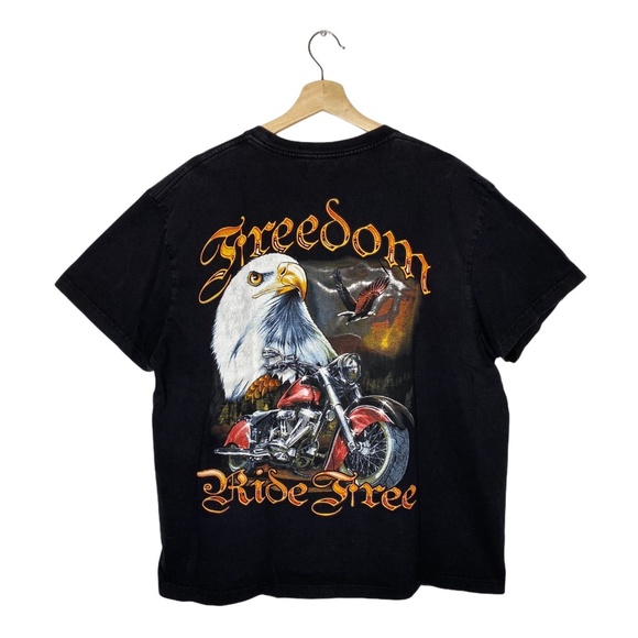 Ride Free Motorcycle T-Shirt Double Sided Eagle - Picture 1 of 11
